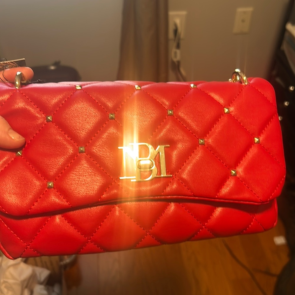 Red and gold quilted crossbody